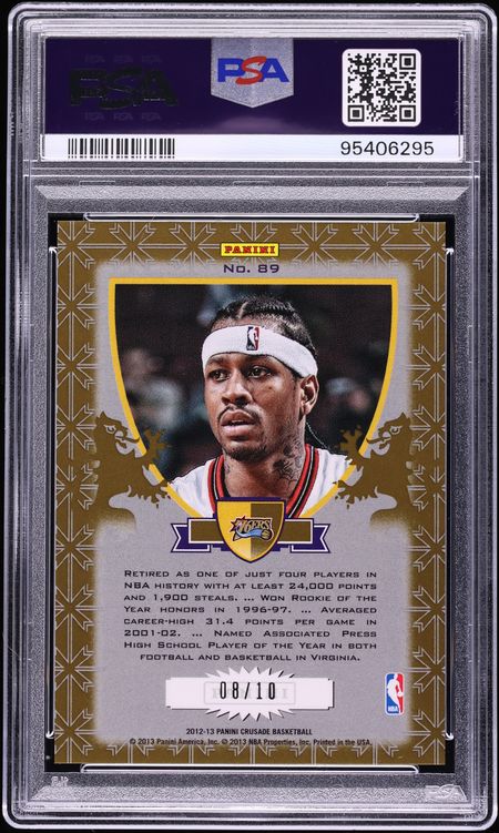 2012 Panini Crusade Prizm Gold Allen Iverson /10 #89 PSA 9 MINT on