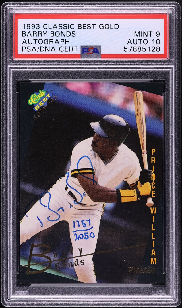 1993 Classic Best Gold Barry Bonds AUTO DNA 10 /2050 PSA 9 MINT
