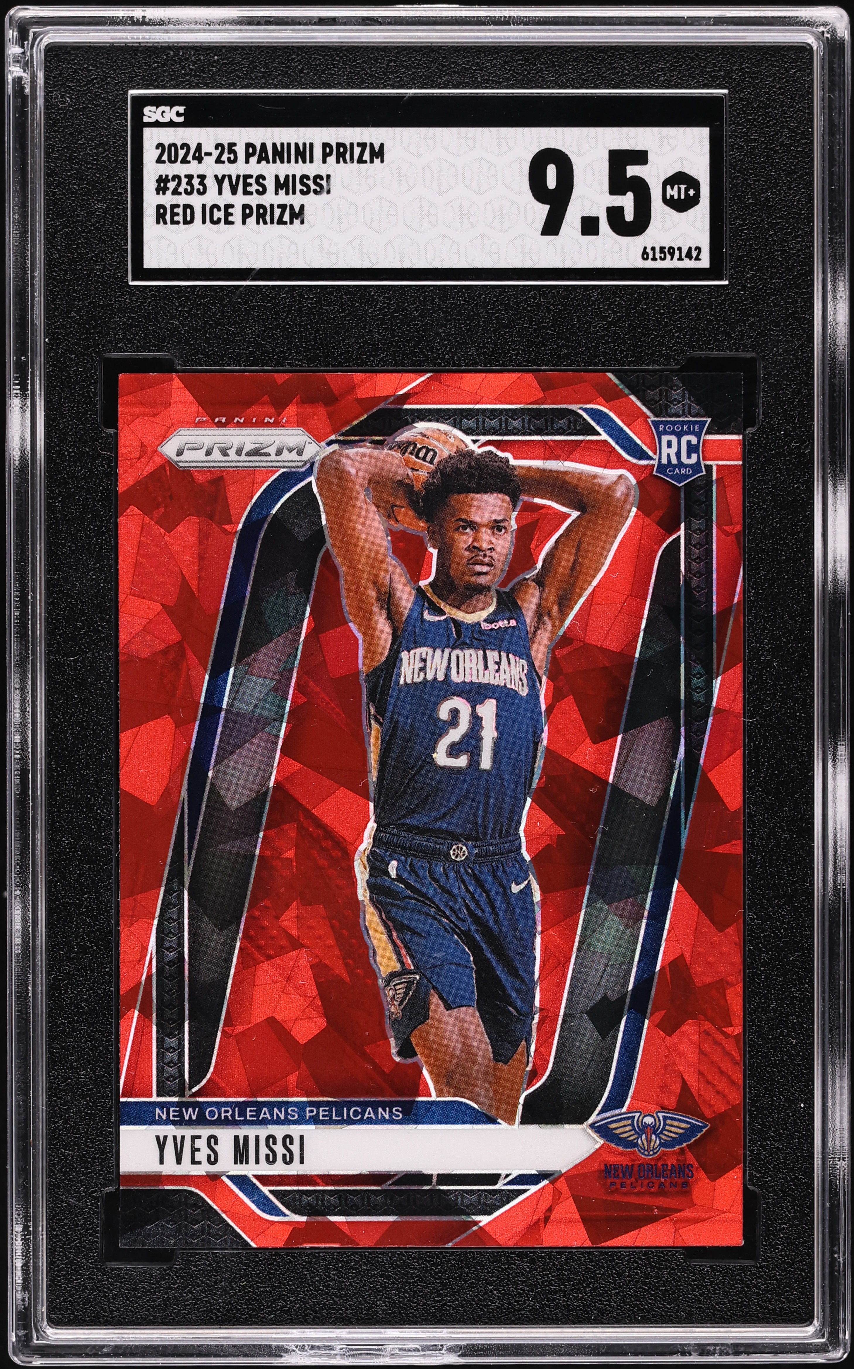 2024 Panini Prizm Red Ice Yves Missi ROOKIE #233 SGC 9.5 MINT+ on