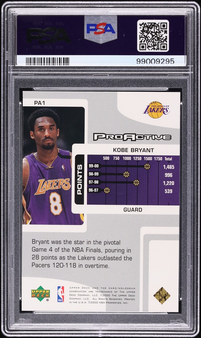 2000 Upper Deck Pros & Prospects Proactive Kobe Bryant #PA1 PSA 10 GEM MINT