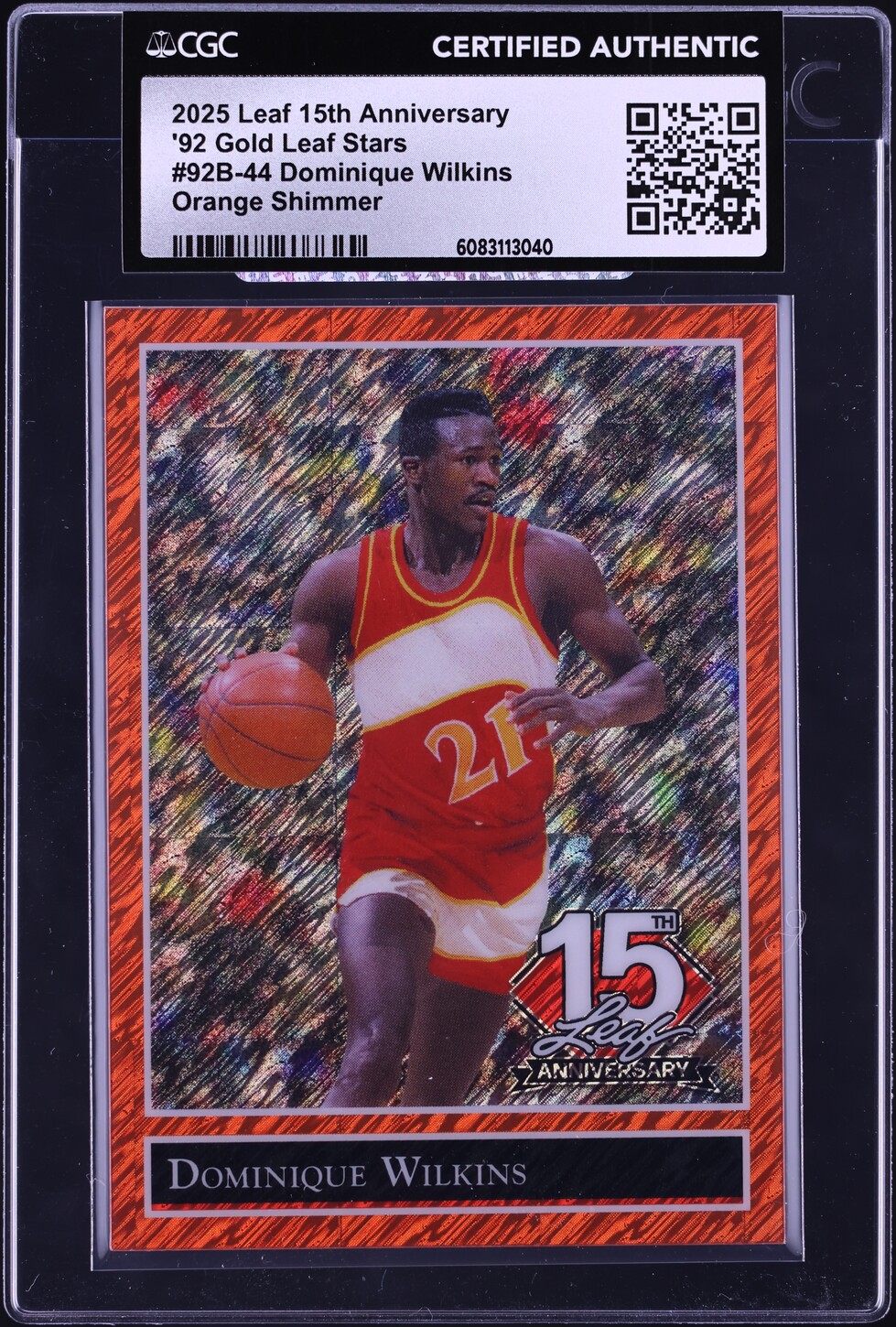 2025 Leaf 15th '92 Gold Stars Orange Shimmer Dominique Wilkins /4 CGC AUTH