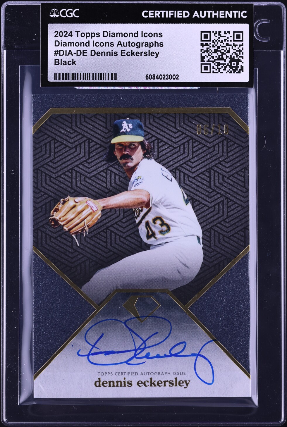 2024 Topps Diamond Icons Black Dennis Eckersley AUTO /10 #DIA-DE CGC AUTH