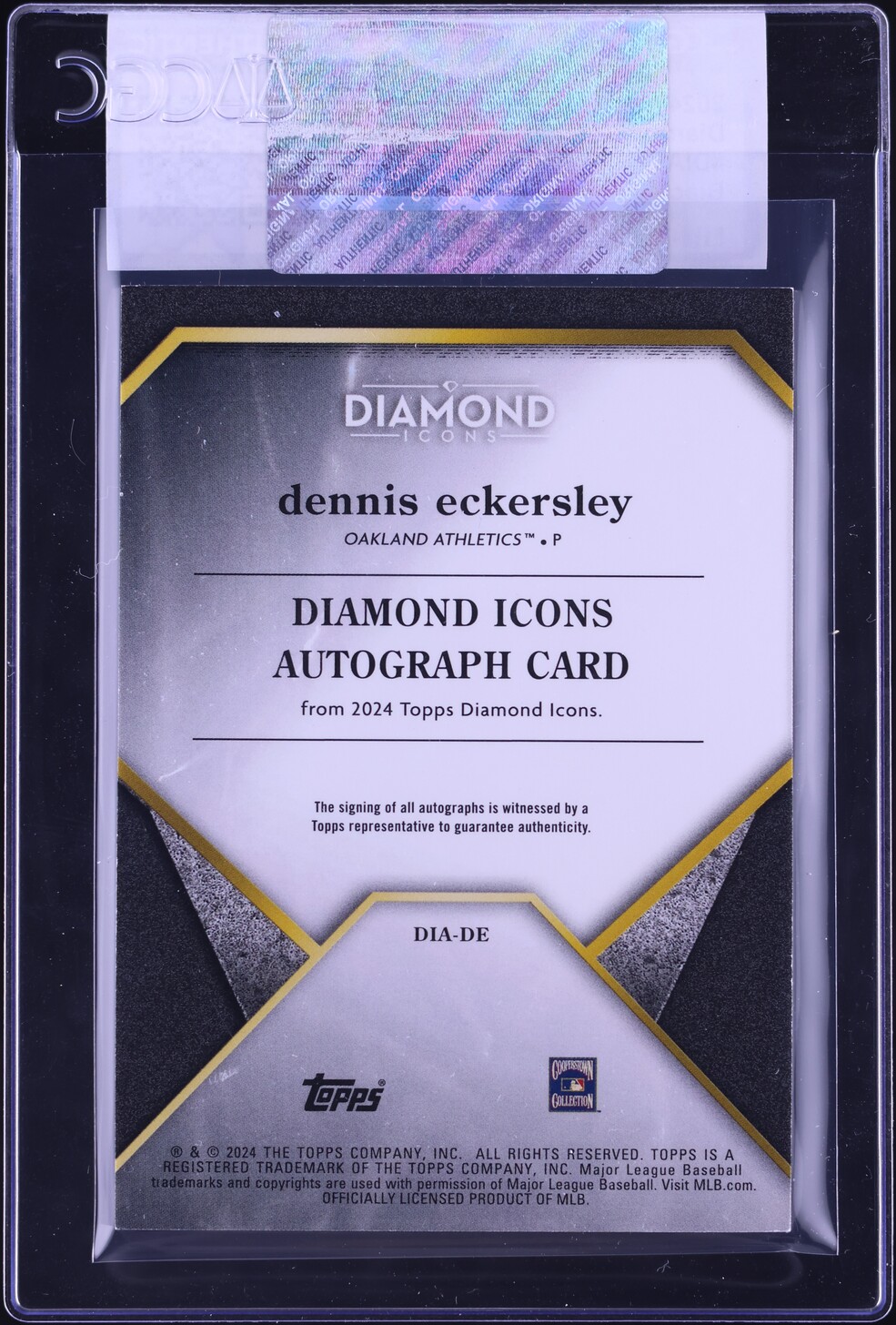 2024 Topps Diamond Icons Black Dennis Eckersley AUTO /10 #DIA-DE CGC AUTH