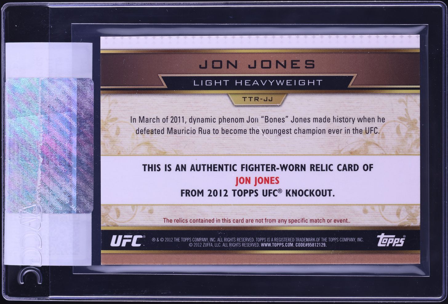 2012 Topps UFC Knockout Triple Threads Sepia Jon Jones PATCH /27 CGC AUTH