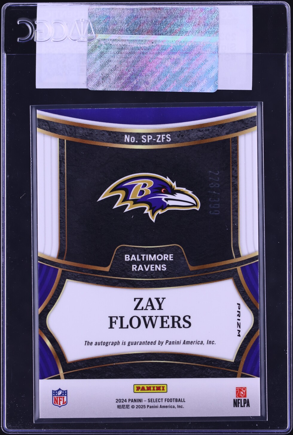2024 Select Signatures Zay Flowers AUTO /399 #SP-ZFS CGC AUTH on
