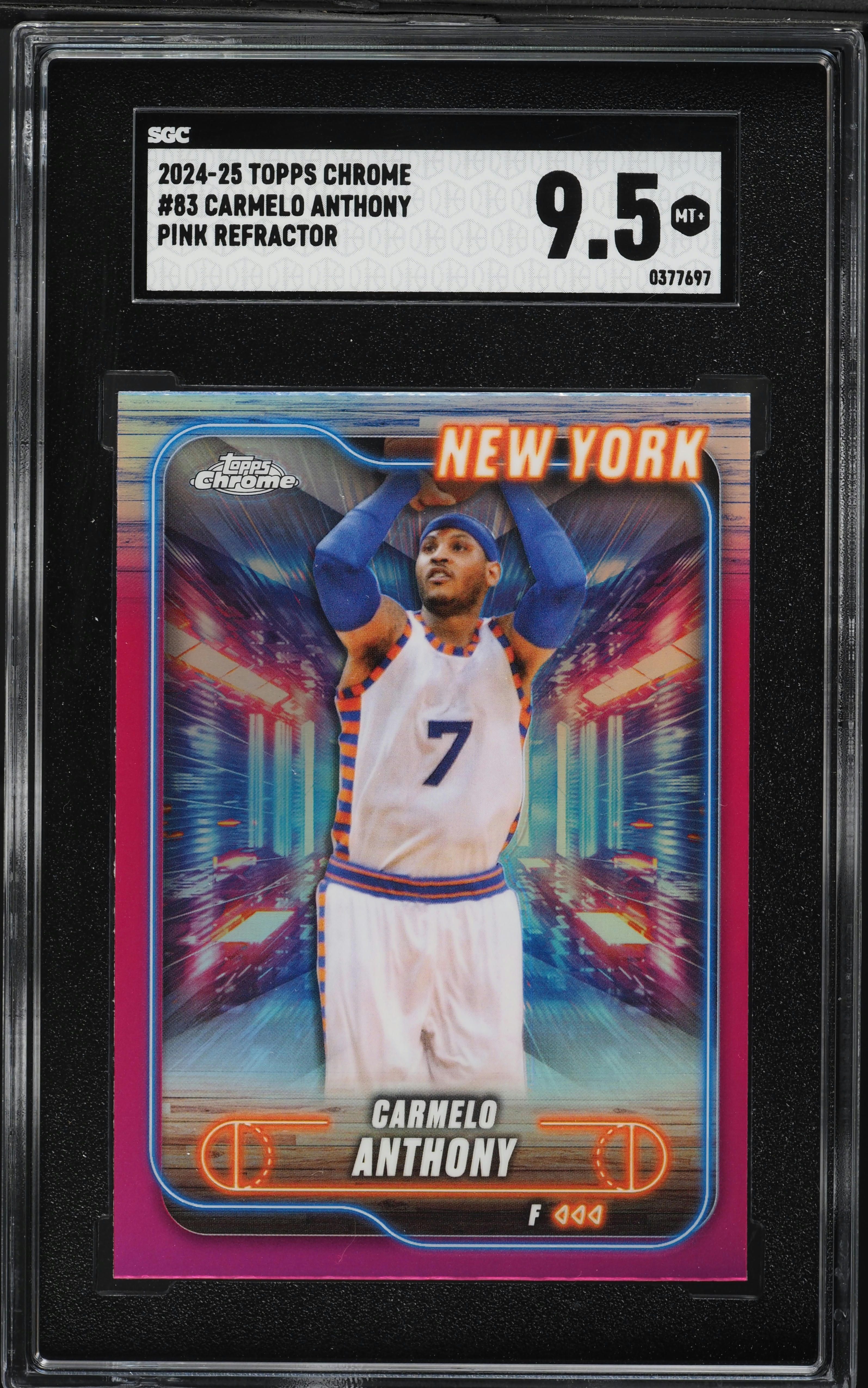 2024 Topps Chrome Pink Refractor Carmelo Anthony #83 SGC 9.5 MINT+