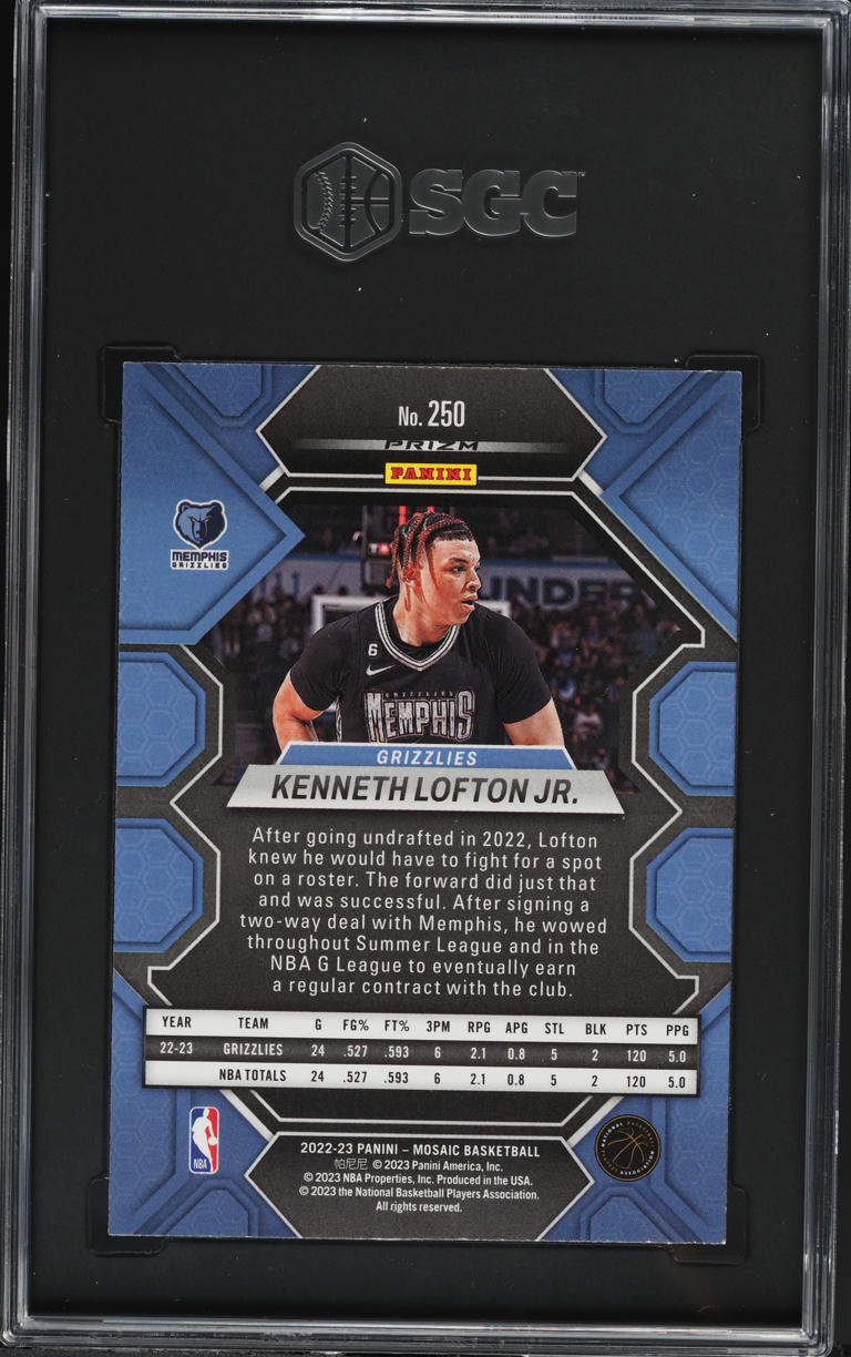 2022 Panini Mosaic Green Prizm Kenneth Lofton Jr ROOKIE #250 SGC 9 MINT