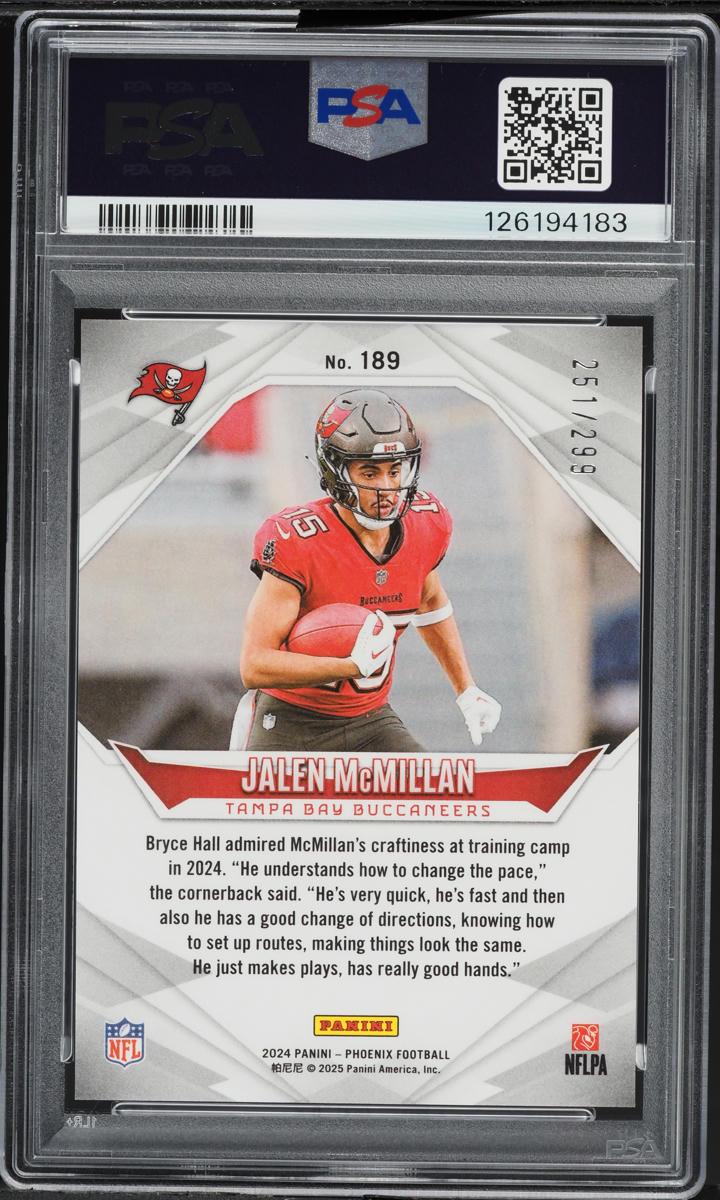 2024 Panini Phoenix Team Logos Jalen McMillan ROOKIE /299 #189 PSA 9 MINT