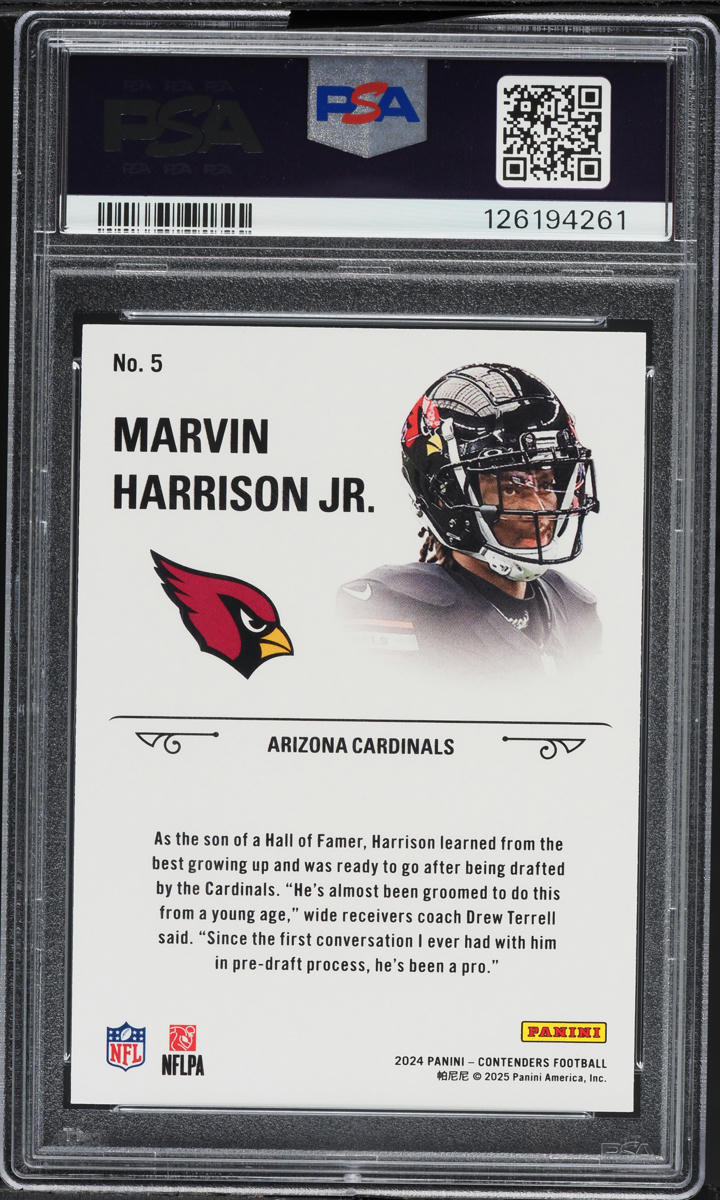 2024 Panini Contenders Stallions Marvin Harrison Jr. ROOKIE #5 PSA 10 GEM MINT