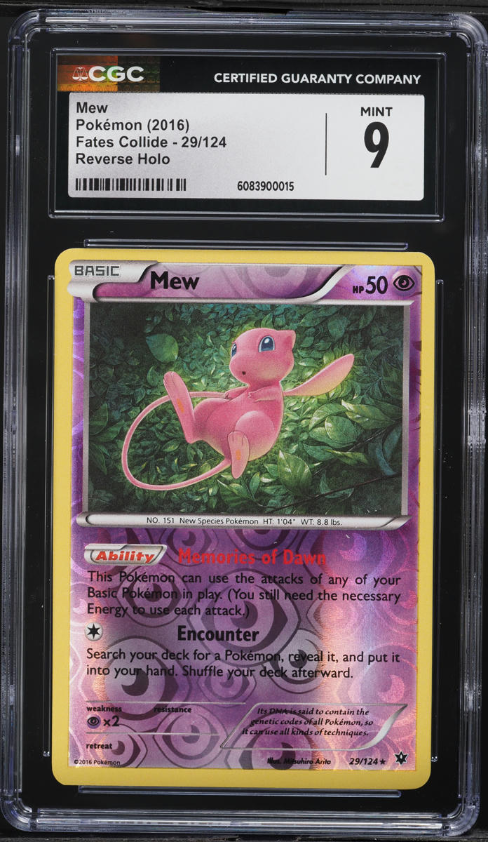 2016 Pokemon XY Fates Collide Reverse Holo Mew #29 CGC 9 MINT