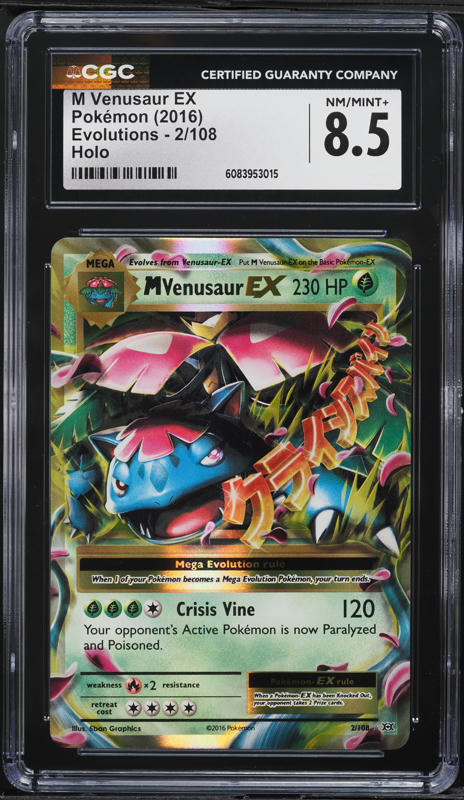 2016 Pokemon XY Evolutions Holo M Venusaur EX #2 CGC 8.5 NM-MT+
