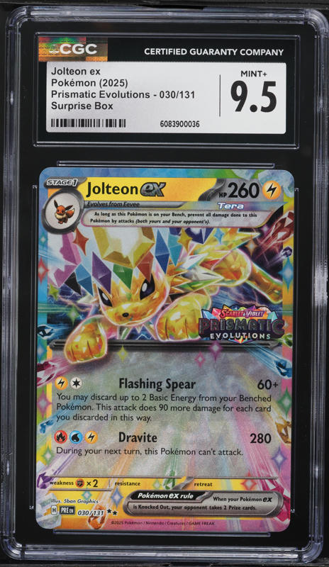 2025 Pokemon SV Prismatic Evolutions Surprise Box Jolteon Ex #30 CGC 9.5 MINT+