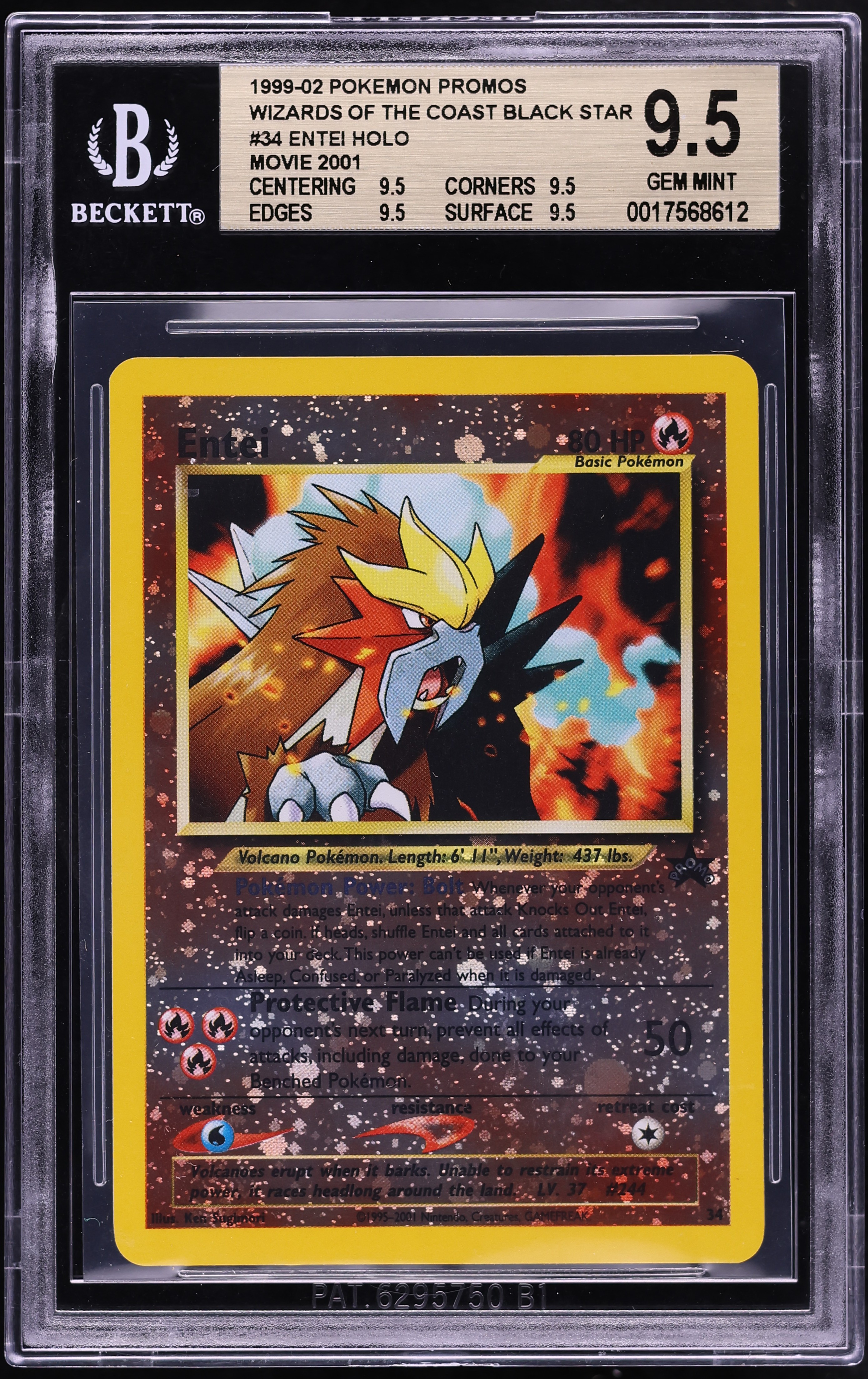 Pokemon Black Star Promo Entei #34 Sealed Card - Wizards Of The Coast, Near Mint, Fire Type, 2001 Pokemon Entei Black Star Promo Pokemon Black Star Promo Entei #34 Sealed Card - Wizards Of The Coast, Near Mint, Fire Type, 2001 Pokemon Entei Black Star Promo