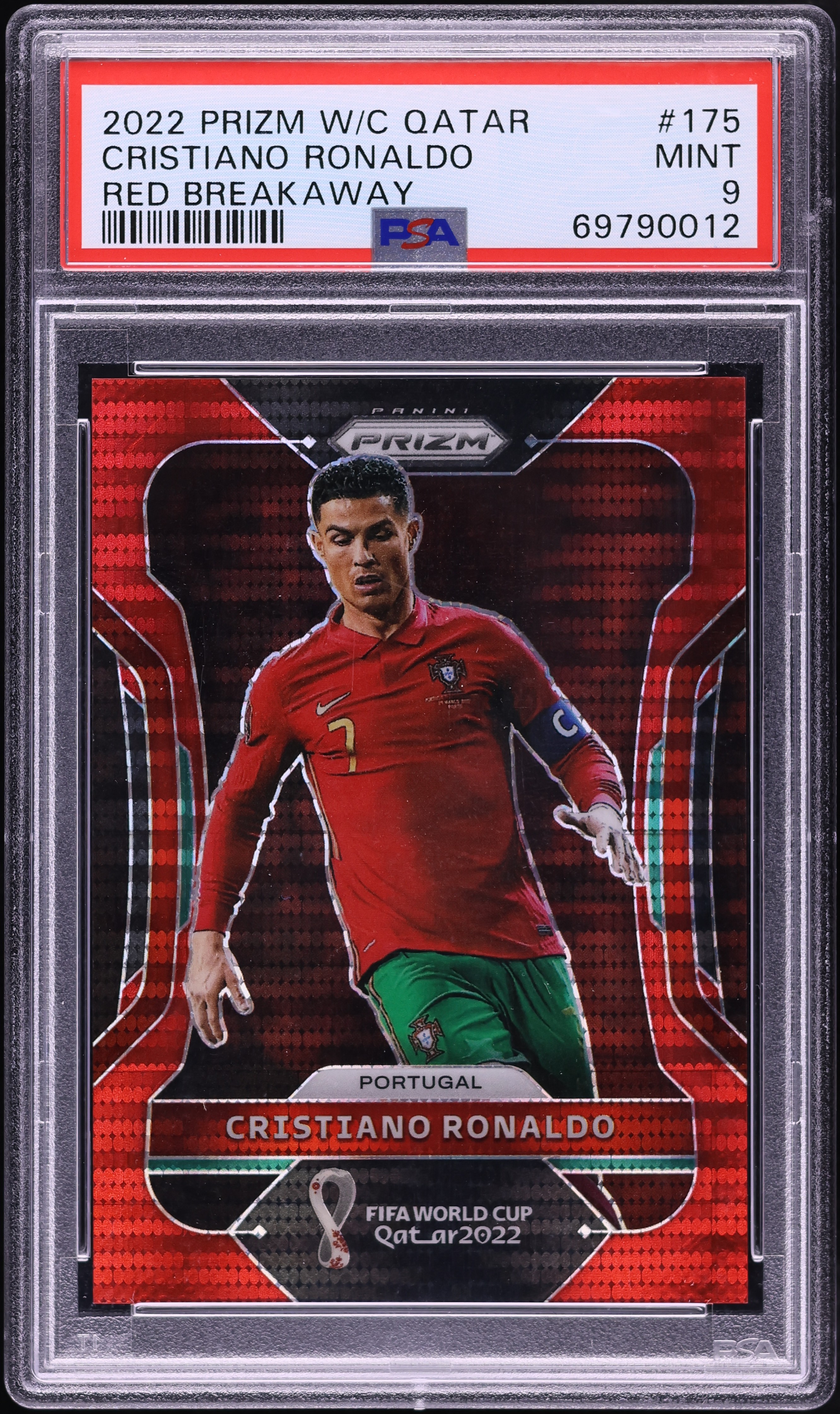 2022 Panini Prizm World Cup Qatar Red Breakaway Cristiano Ronaldo