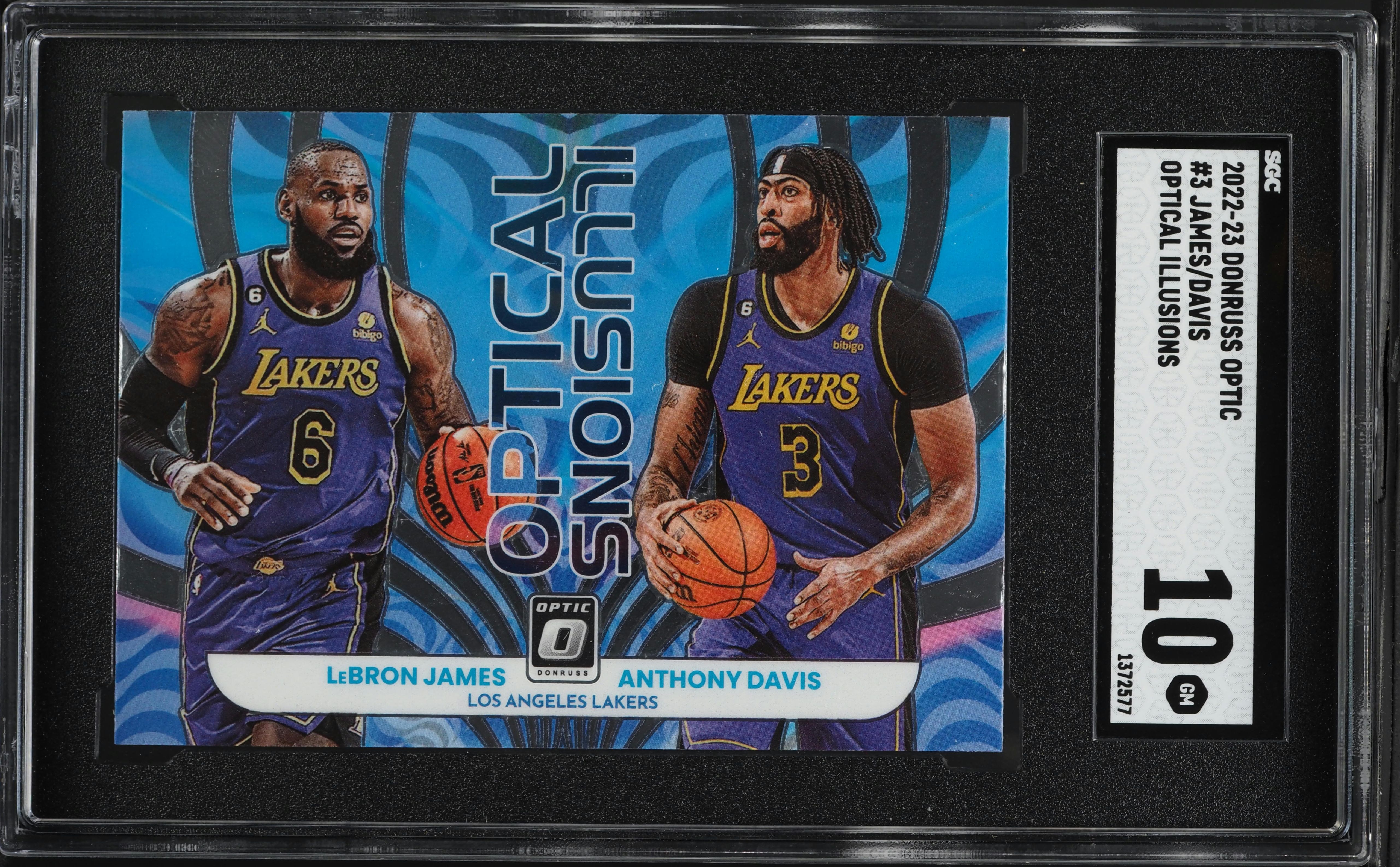2022 Donruss Optic Illusions LeBron James Anthony Davis #3 SGC 10