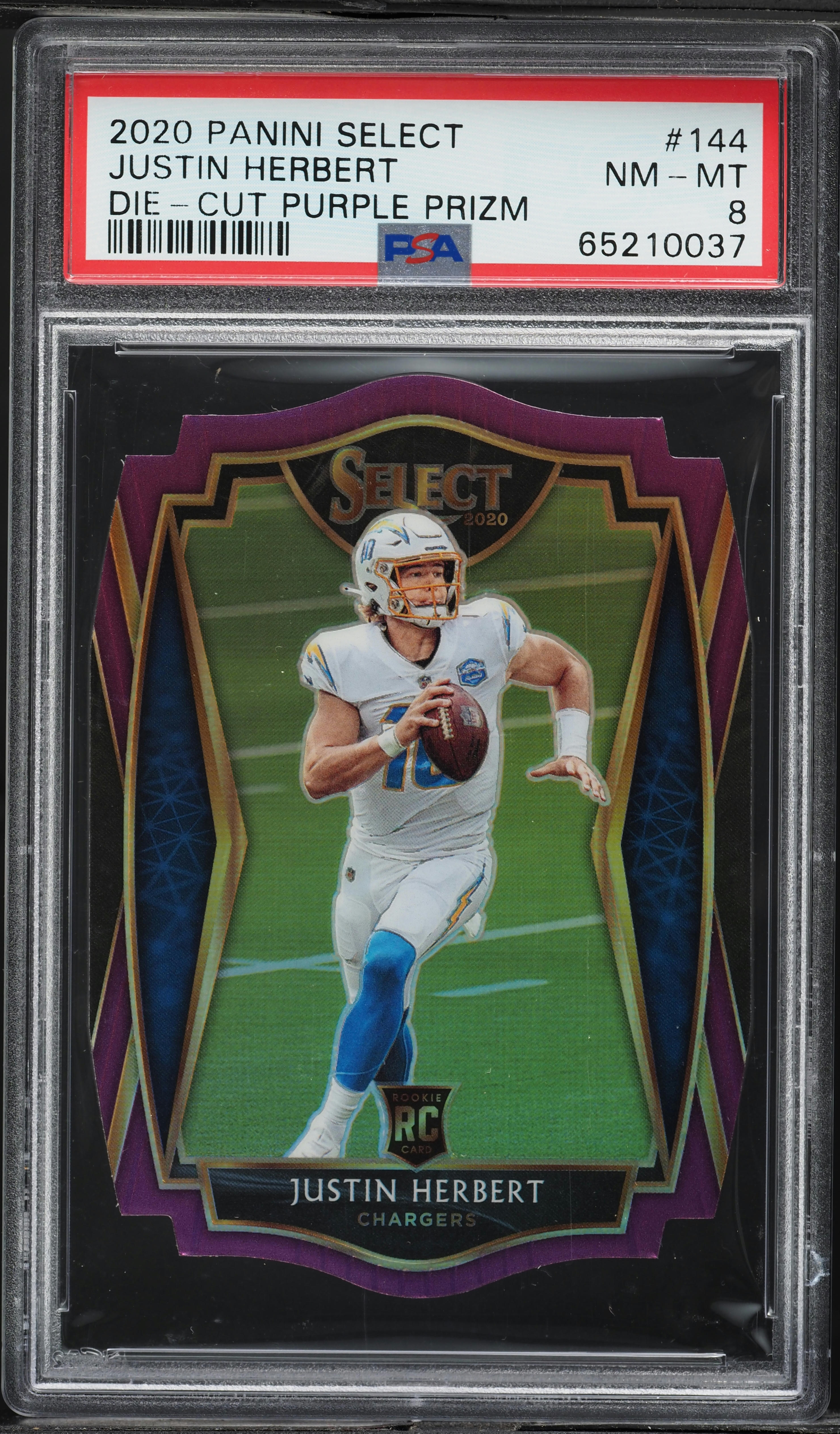 2020 Select Premier Level Purple Prizm Die-Cut Justin Herbert