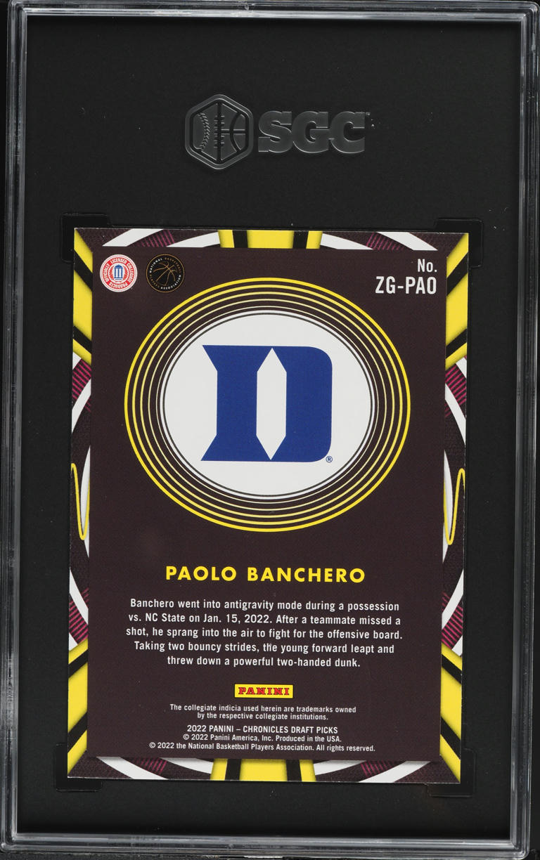2022 Panini Chronicles Gamma Rays Paolo Banchero ROOKIE #ZG-PAO SGC 10 GEM MINT