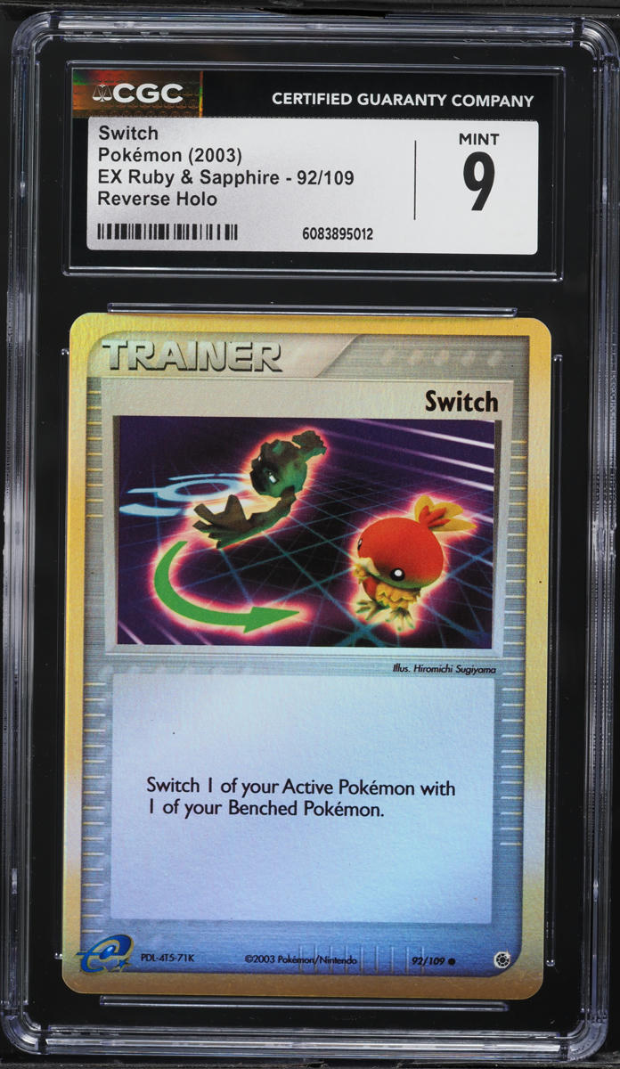 2003 Pokemon EX Ruby & Sapphire Reverse Holo Switch #92 CGC 9 MINT