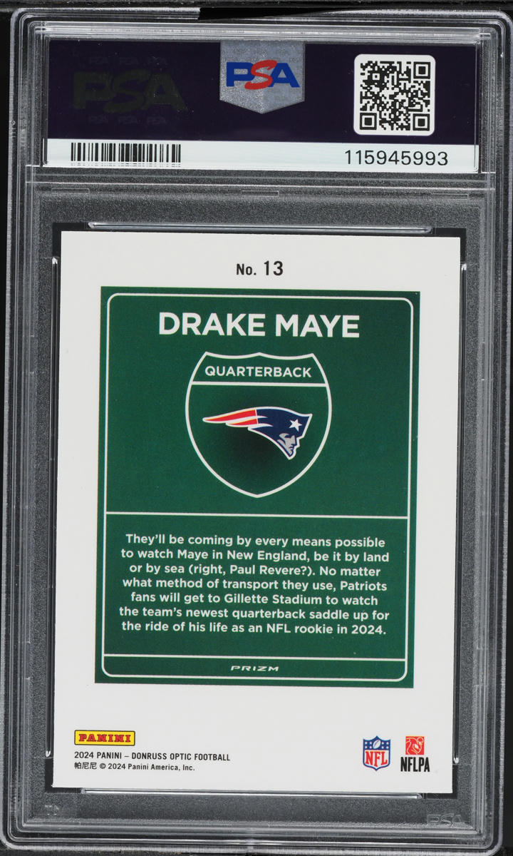 2024 Donruss Optic Downtown Drake Maye ROOKIE #13 PSA 10 GEM MINT