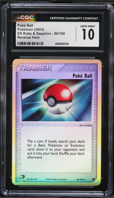 2003 Pokemon EX Ruby & Sapphire Reverse Holo Poke Ball #86 CGC 10 GEM MINT