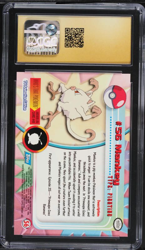 first edition mankey pokemon card Jungle 1st #55 CGC 9 Weakness Psychic 2 Artist 1997 Pokemon Japanese Jungle Mankey