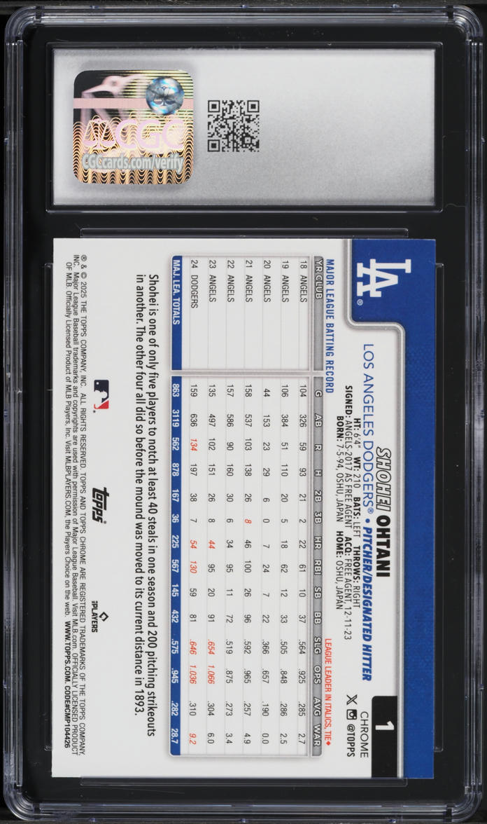 2025 Topps Chrome Logofractor Shohei Ohtani #1 CGC 8 NM-MT