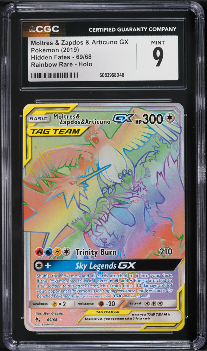 pokemon card moltres zapdos articuno rainbow rare Graded: & & GX 69/68 (Hidden Fates) Full Art PSA 6 When your TAG TEAM is Knocked Out Three legends, one card, and