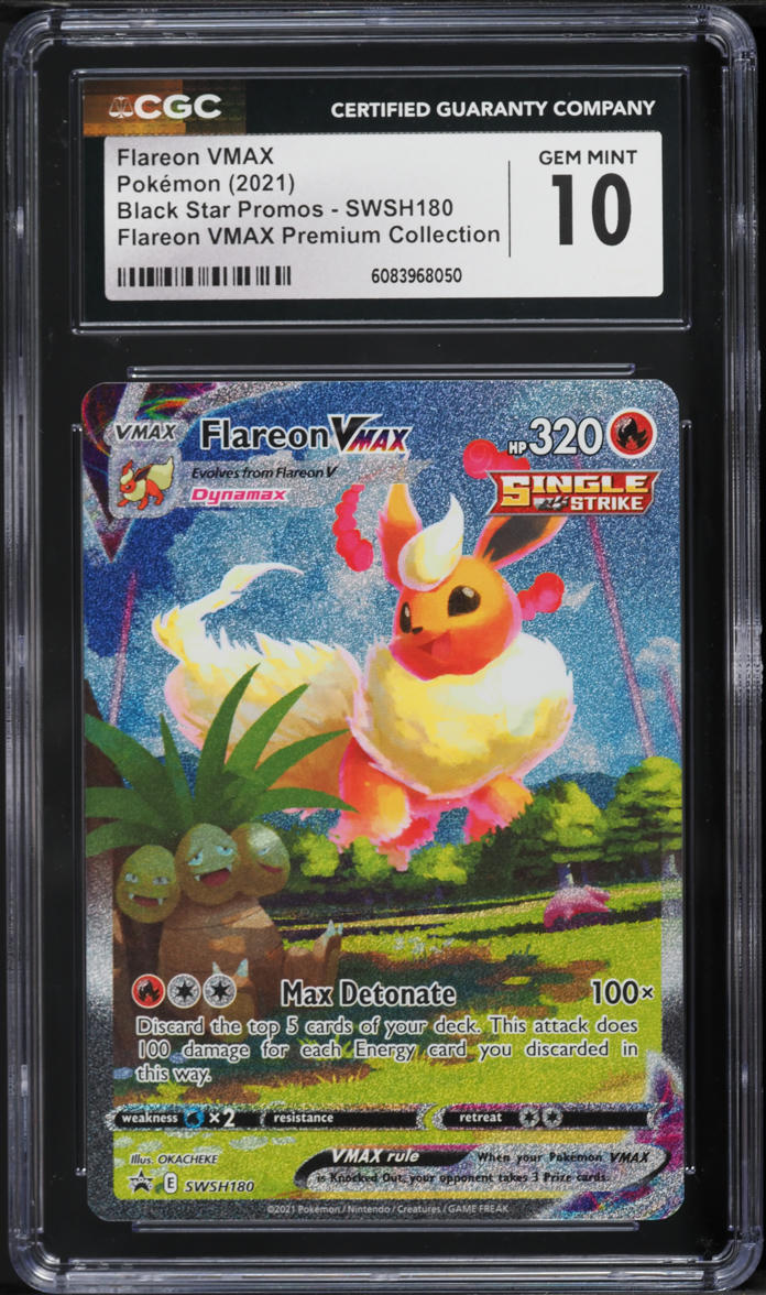 2021 Pokemon SWSH Promo Premium Alt Art Flareon VMAX #SWSH180 CGC 10 GEM MINT