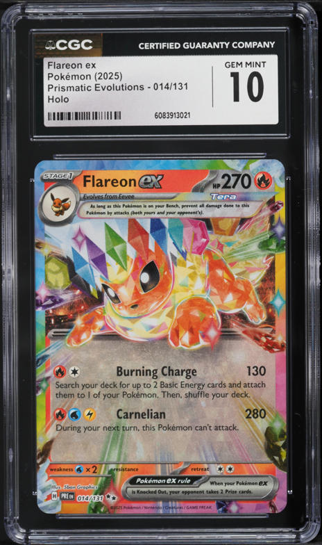 2025 Pokemon SV Prismatic Evolutions Holo Flareon ex #14 CGC 10 GEM MINT