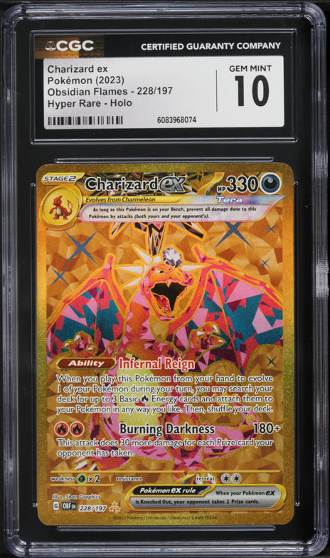 2023 Pokemon SV Obsidian Flames Gold Rare Charizard ex #228 CGC 10