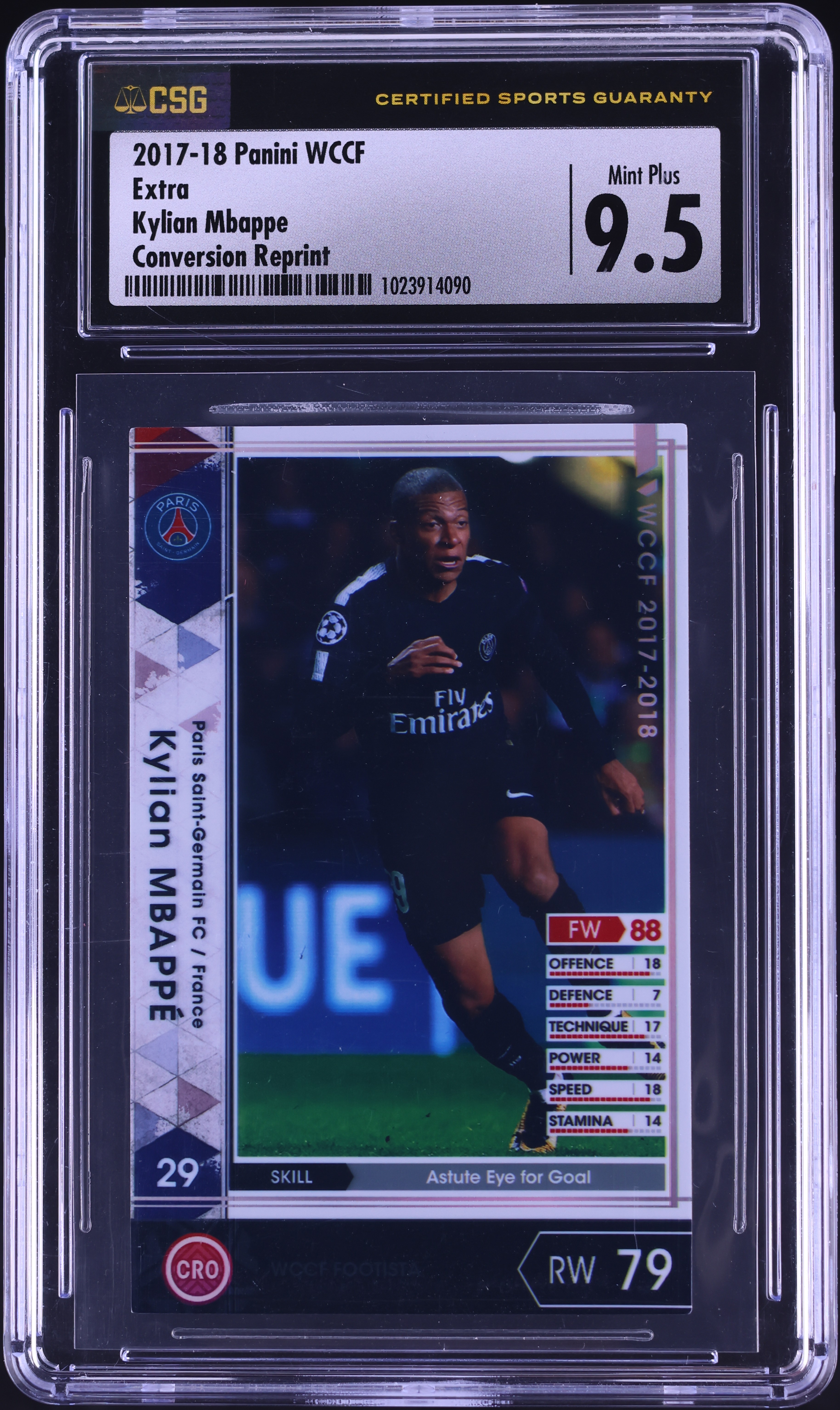 2017 Panini WCCF Extra Conversion Reprint Kylian Mbappe ROOKIE CSG