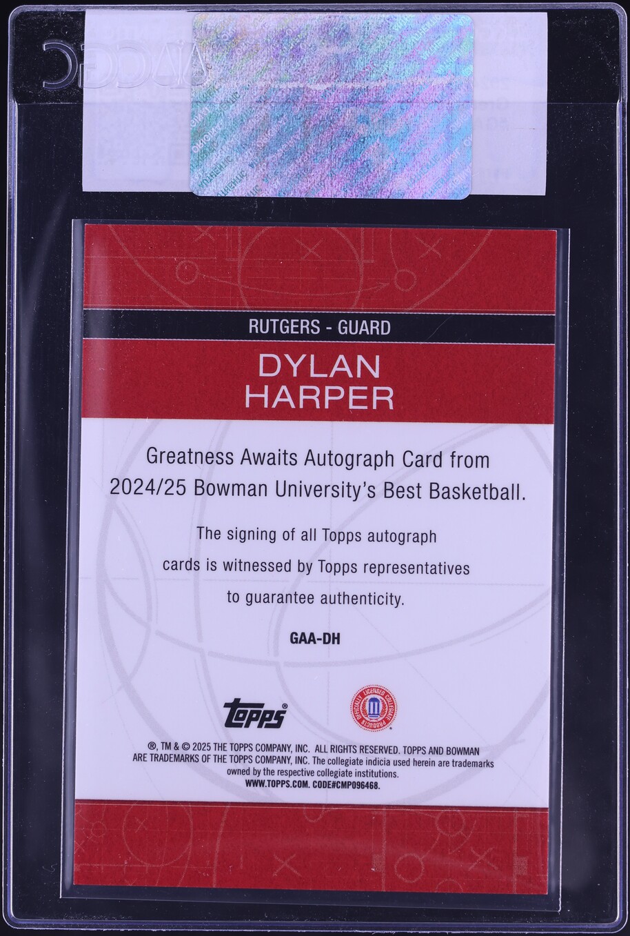 2024 Bowman University Best Greatness Awaits Dylan Harper ROOKIE AUTO CGC AUTH