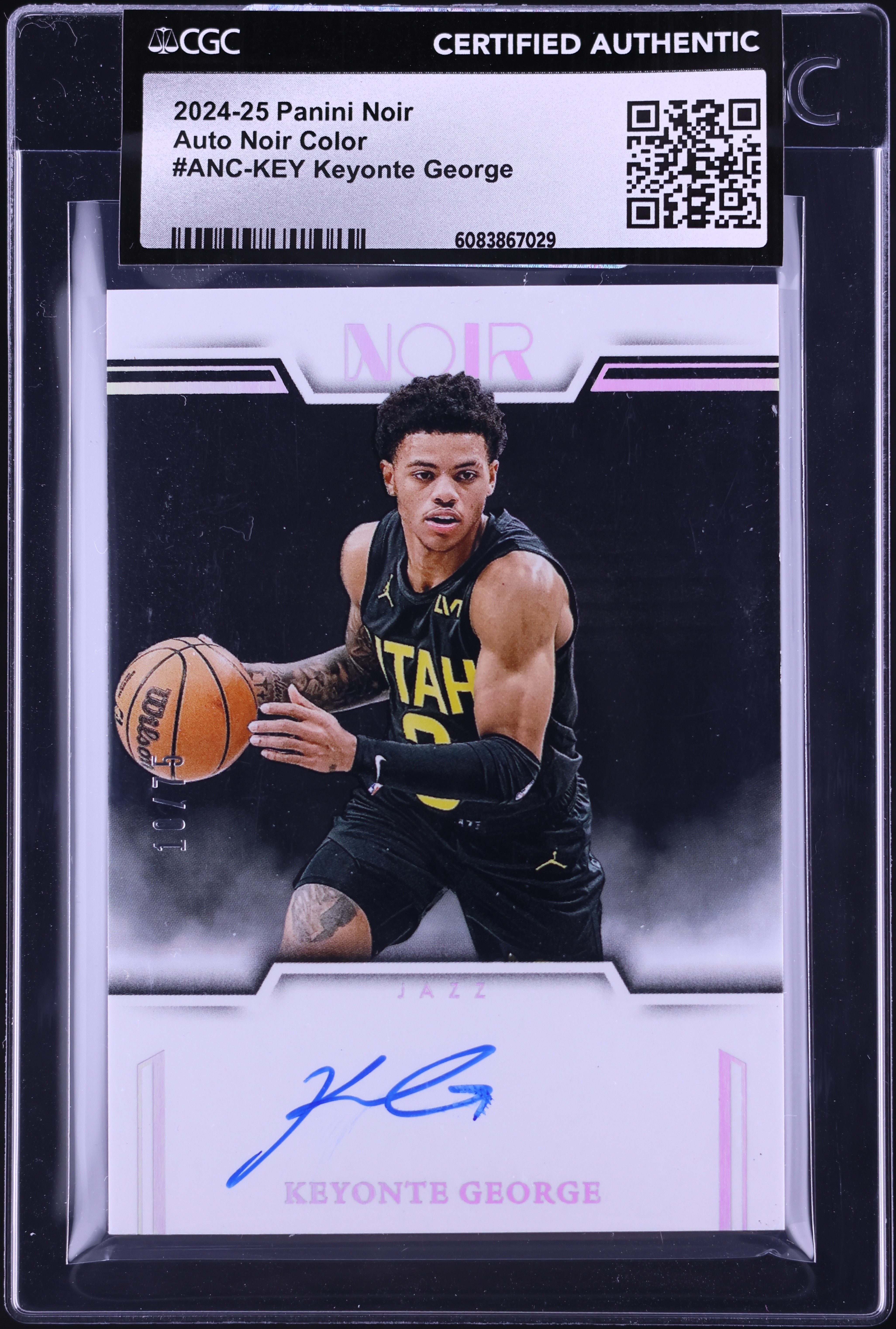 2024 Panini Noir Noir Color Keyonte George AUTO /75 #ANC-KEY CGC 