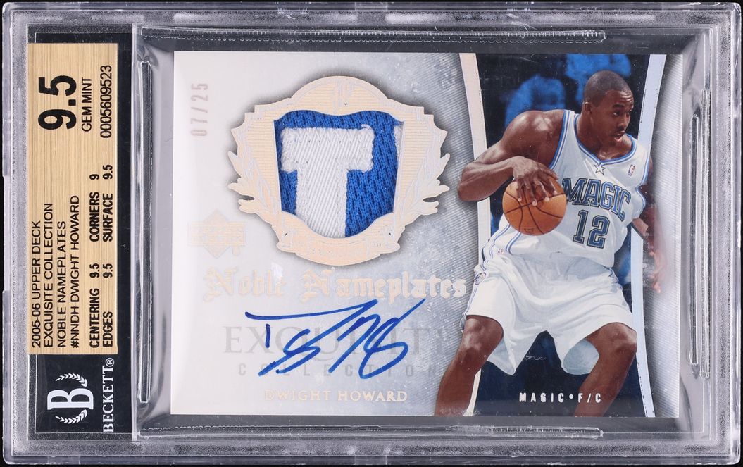 2005 Exquisite Collection Noble Nameplates Dwight Howard PATCH AUTO /25 BGS 9.5