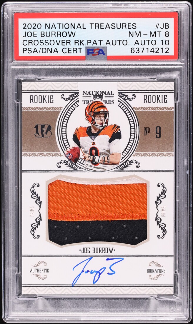 2020 National Treasures Joe Burrow ROOKIE PATCH AUTO DNA 10 /99 #CRS-JB PSA 8