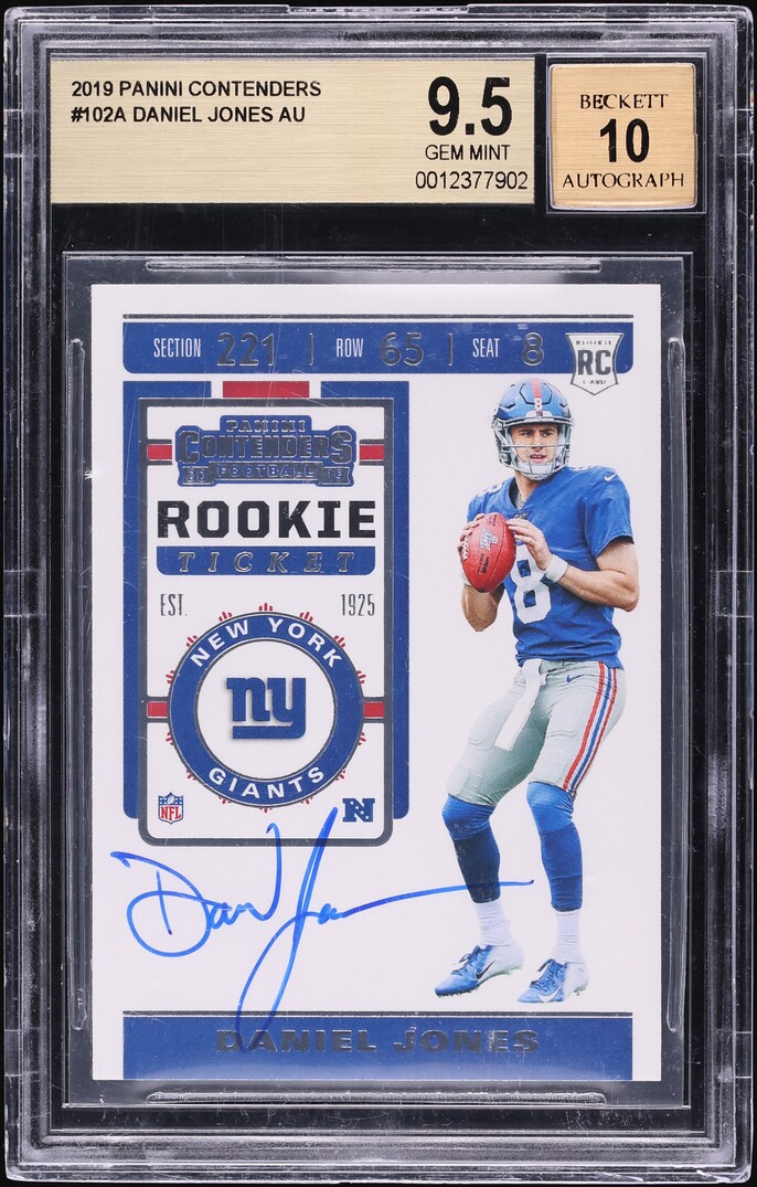 2019 Panini Contenders Daniel Jones ROOKIE AUTO #102 BGS 9.5 GEM