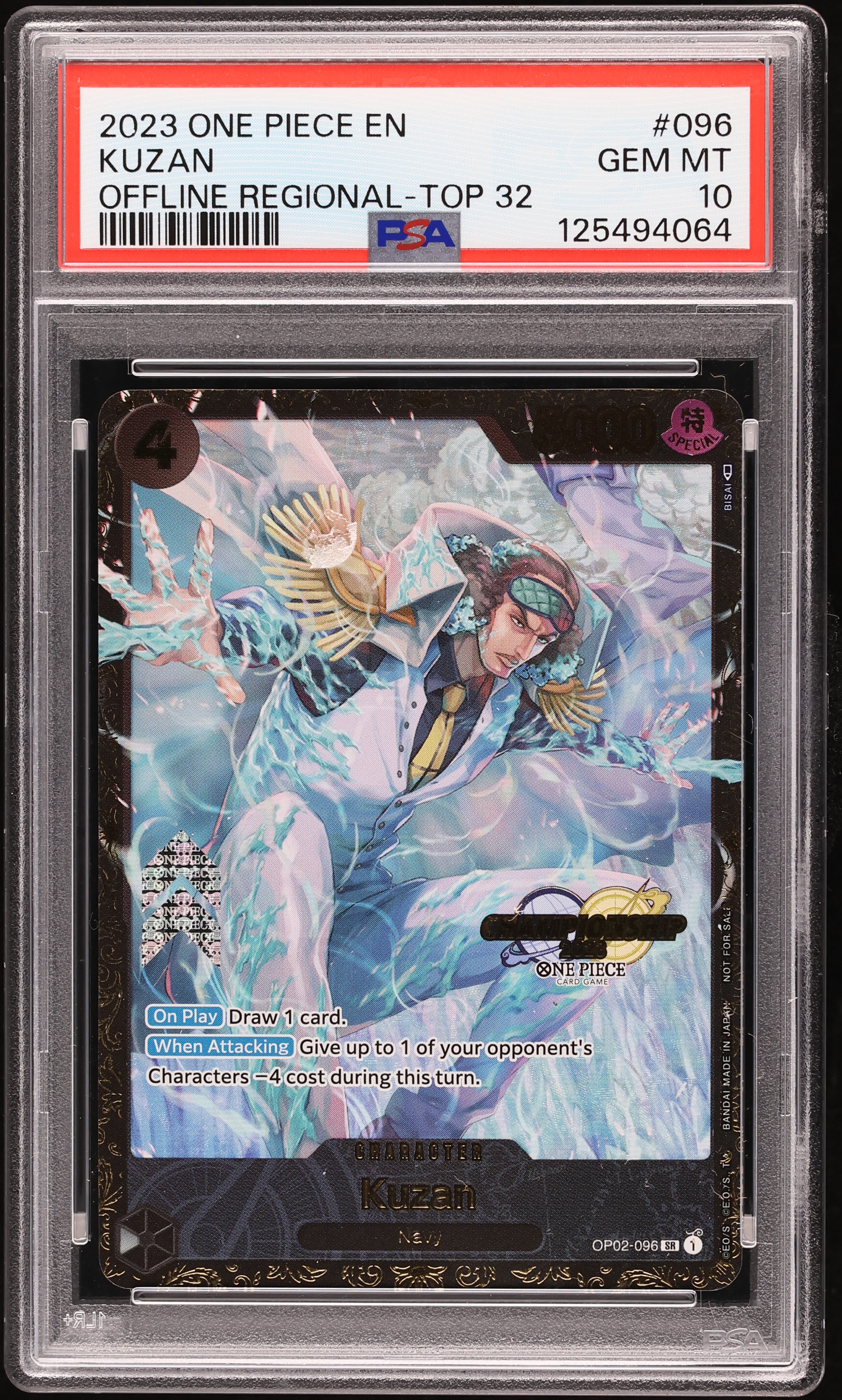 2023 One Piece Promo Offline Regional Top 32 Kuzan #OP02-096 PSA