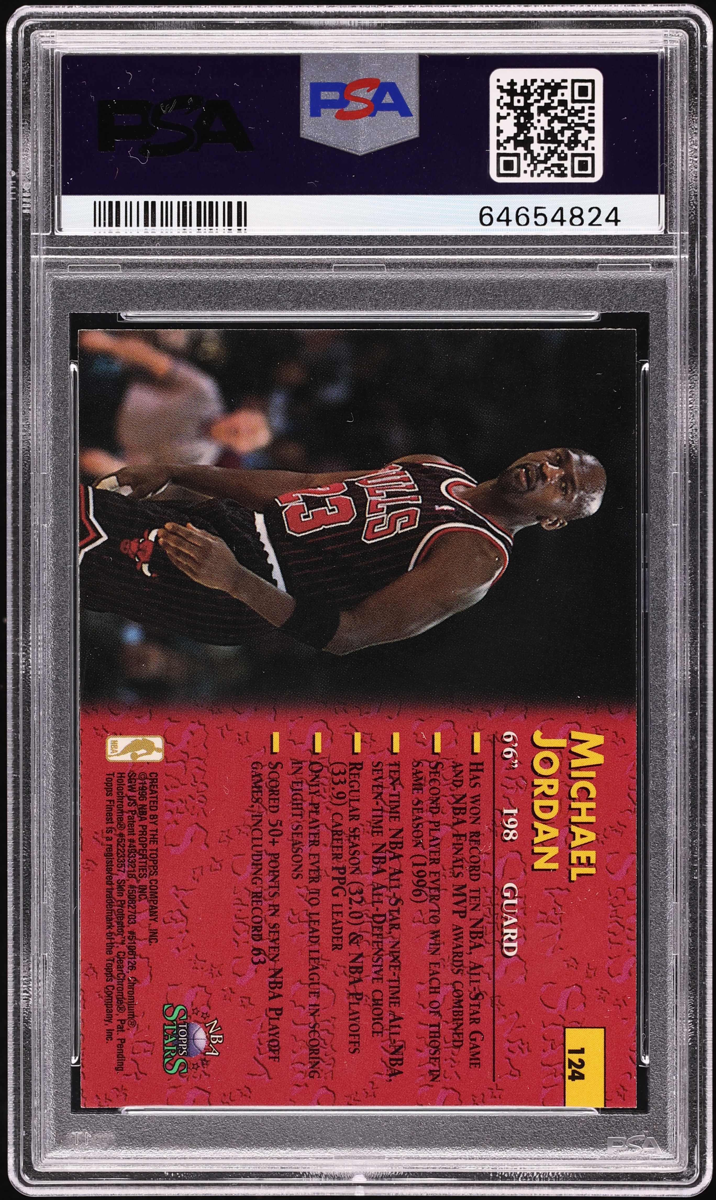 1996 Topps NBA Stars Finest Michael Jordan #124 PSA 9 MINT on