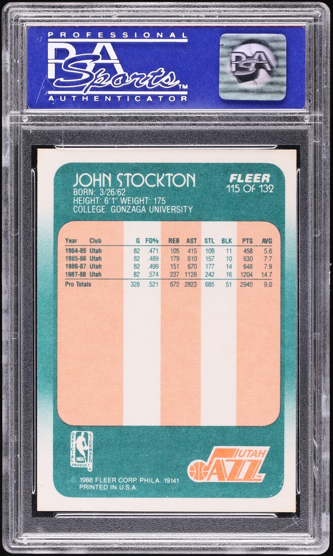 1988 Fleer Basketball John Stockton ROOKIE #115 PSA 10 GEM MINT