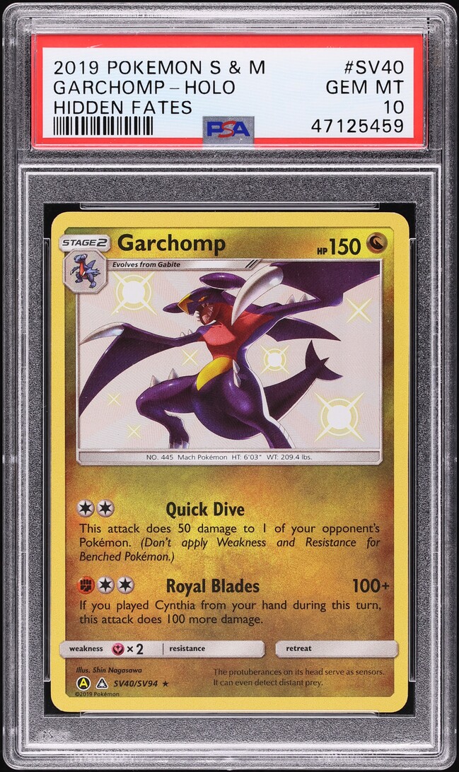 2019 Pokemon Sun & Moon Hidden Fates Shiny Garchomp #SV40 PSA 10 GEM MINT