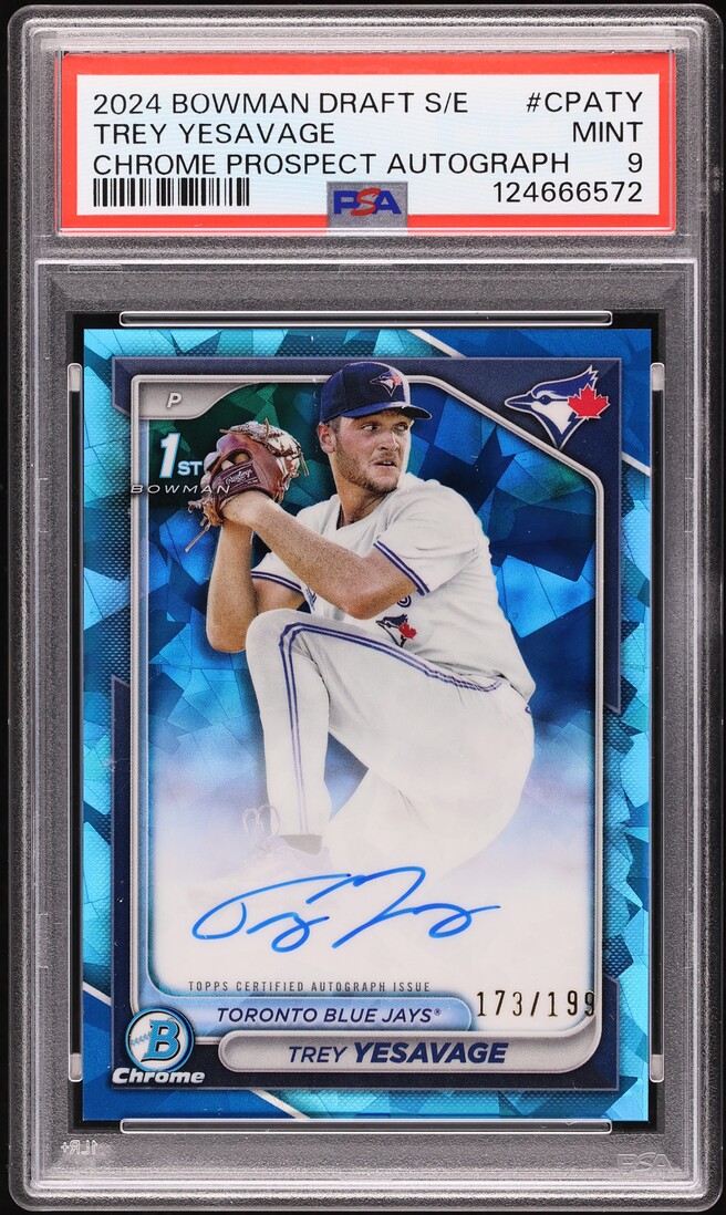 2024 Bowman Chrome Draft Sapphire Trey Yesavage PROSPECT AUTO /199 PSA 9 MINT