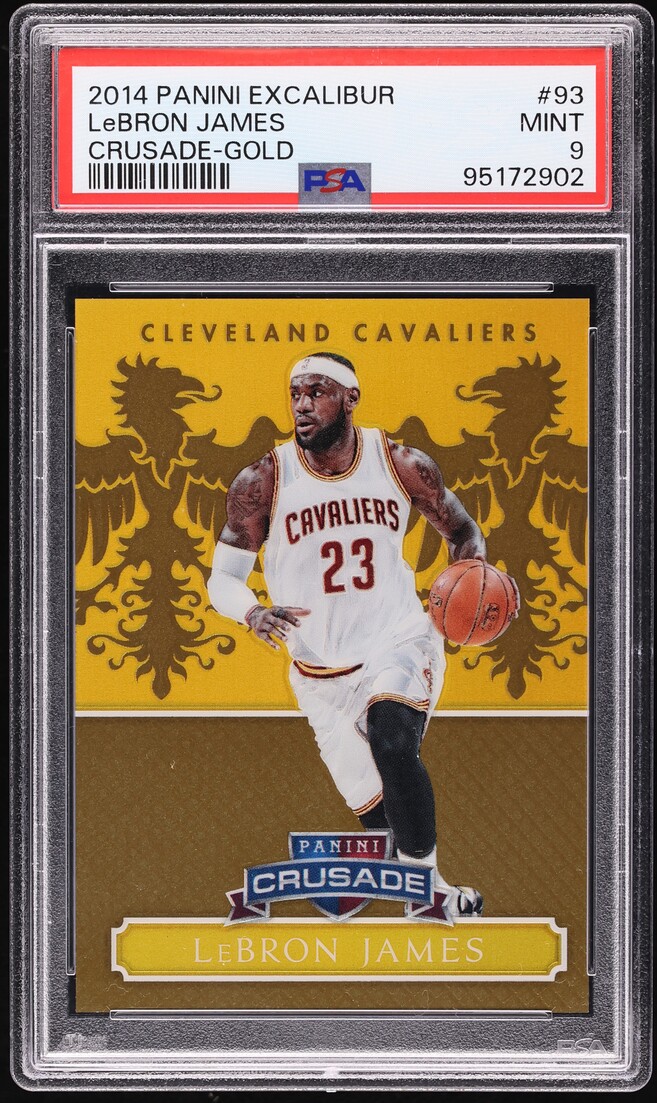 2014 Panini Excalibur Crusade Gold LeBron James /10 #93 PSA 9 MINT