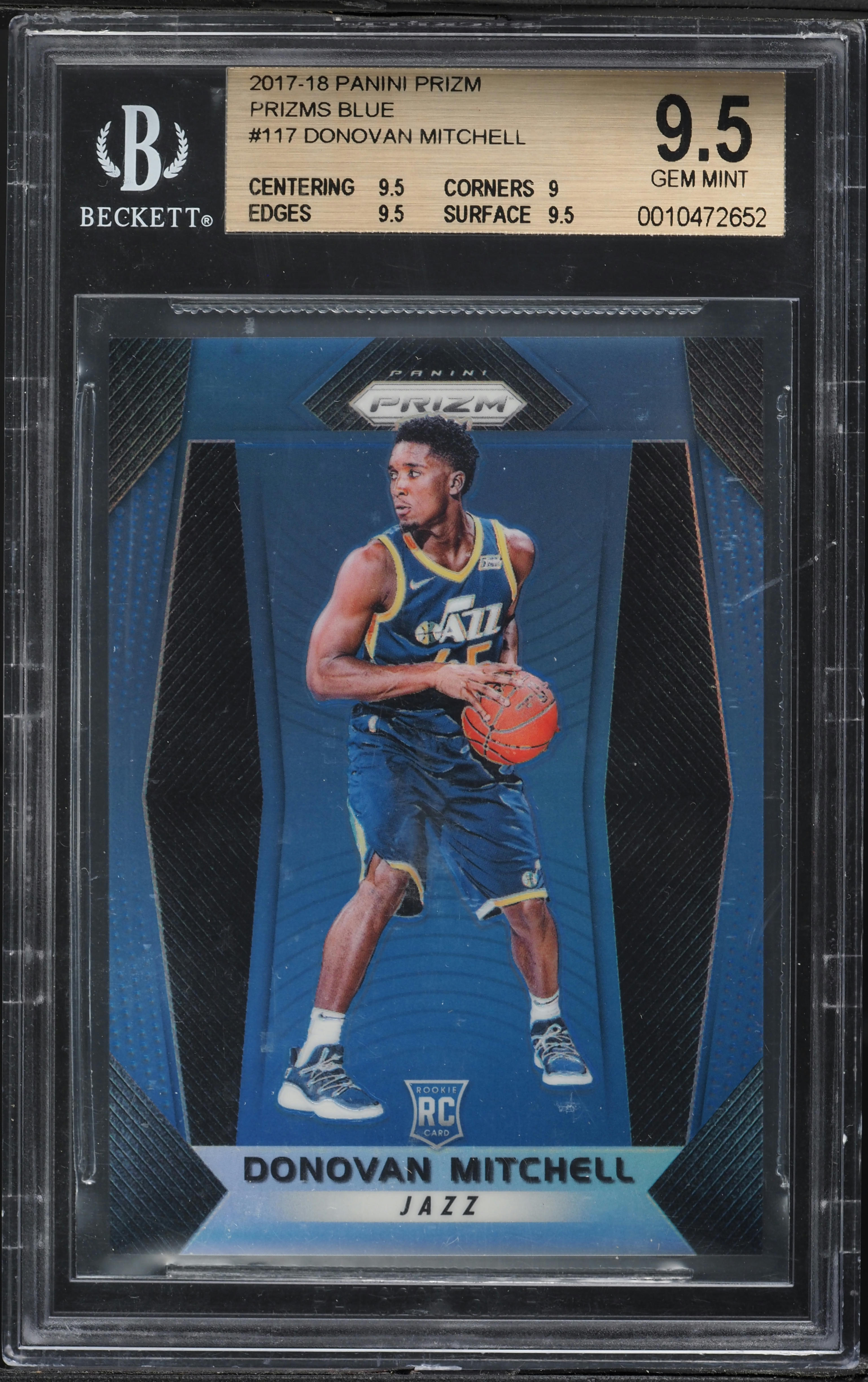 2017 Panini Prizm Blue Donovan Mitchell ROOKIE /199 #117 BGS 9.5