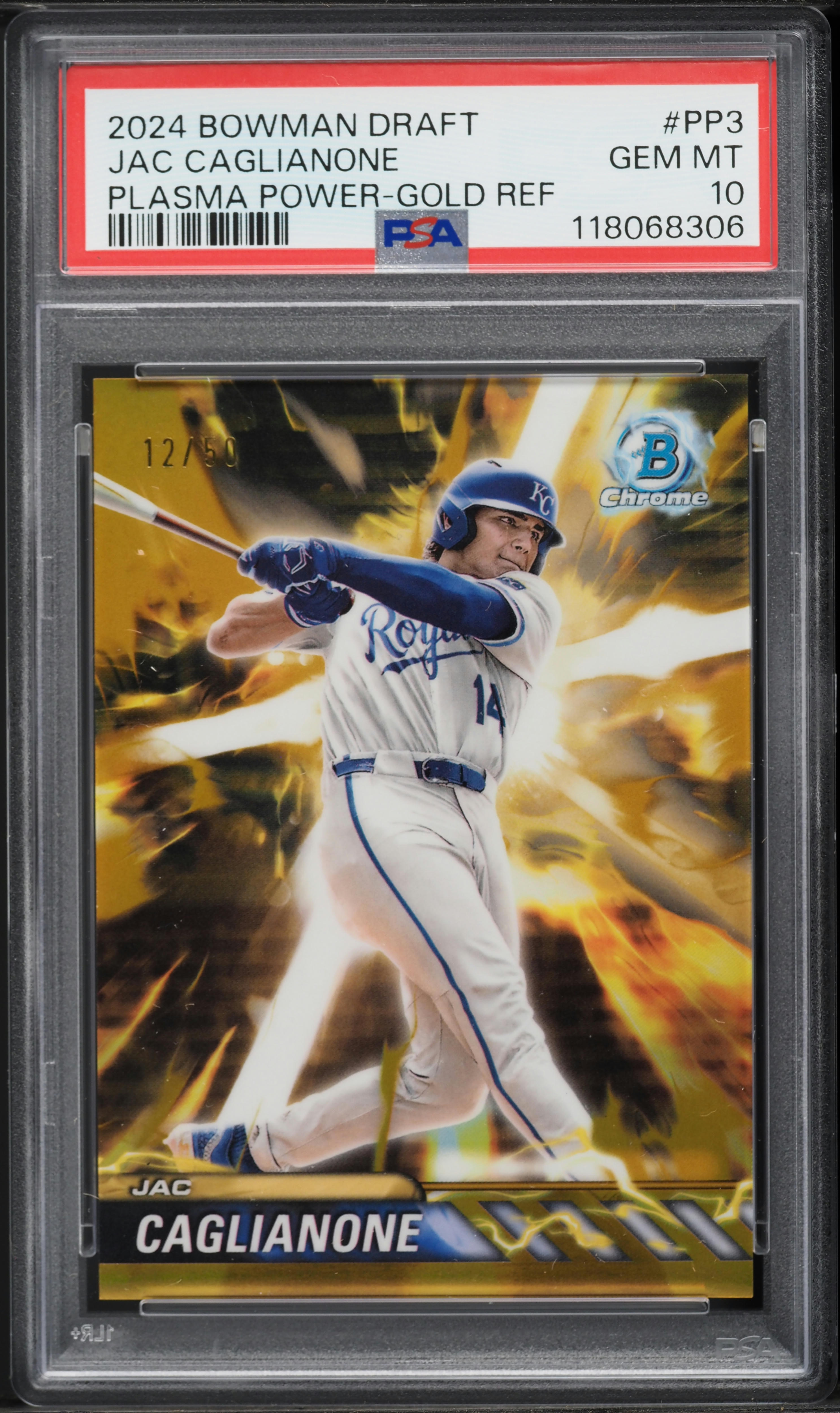 2024 Bowman Chrome Draft Plasma Power Gold Jac Caglianone PROSPECT