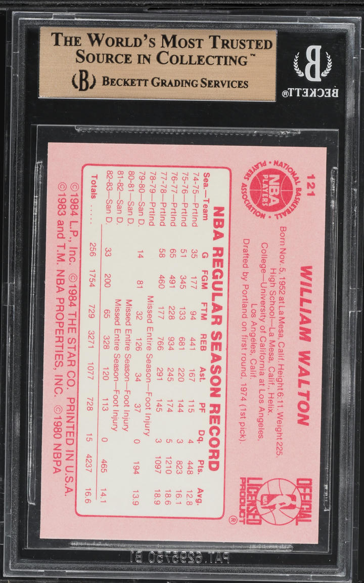 1983 Star Basketball Bill Walton #121 BGS 9.5 GEM MINT