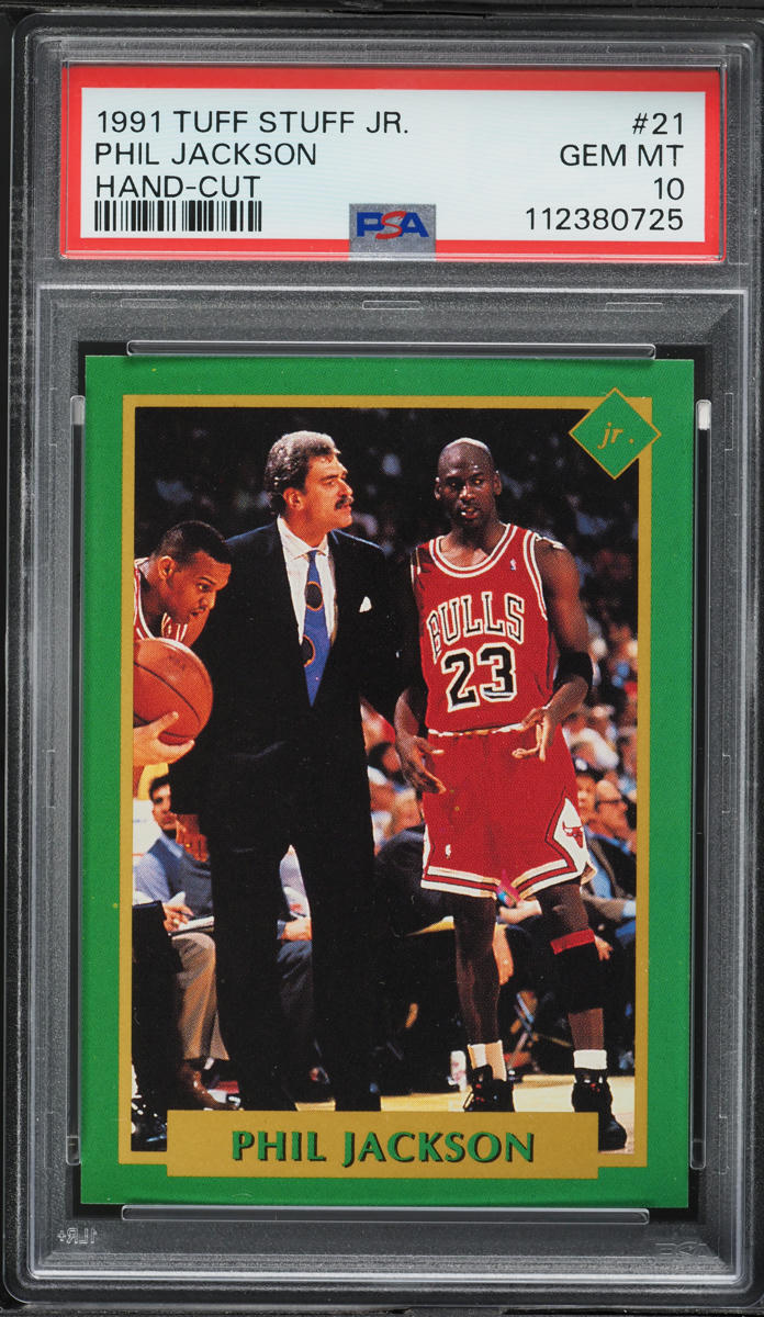 1991 Tuff Stuff Jr. Phil Jackson w/ Michael Jordan HAND CUT #21 PSA 10 GEM MINT