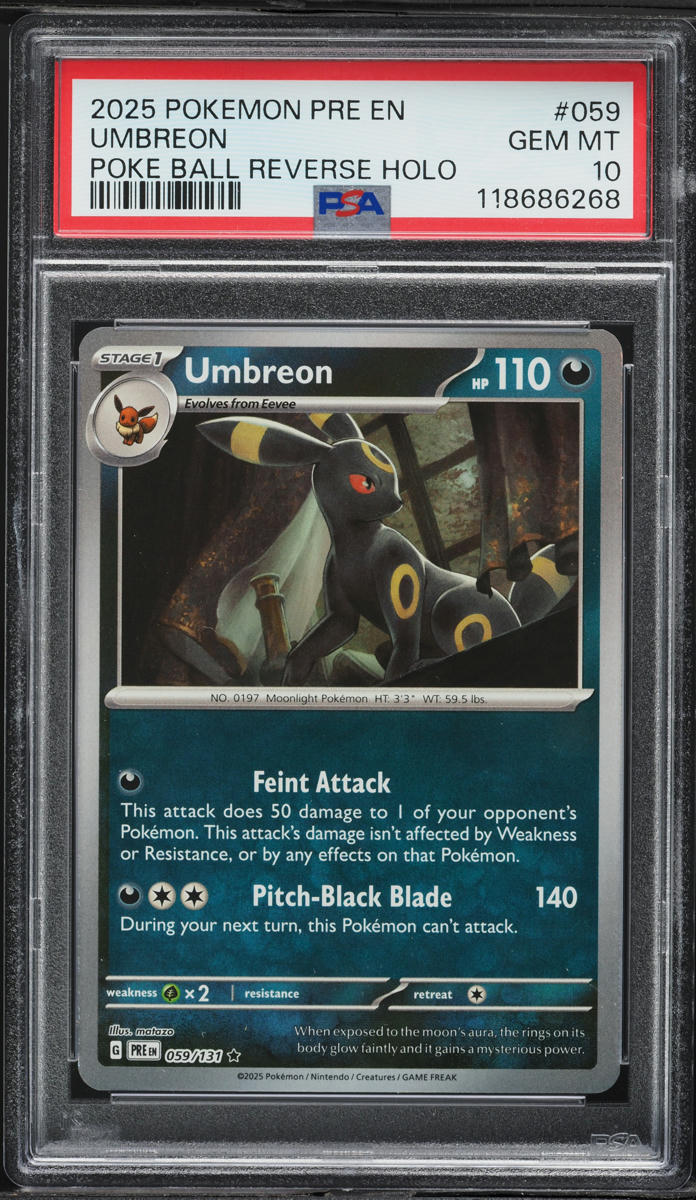 2025 Pokemon Scarlet & Violet Prismatic Evolutions Poke Ball Holo Umbreon #59 PSA 10 GEM MINT