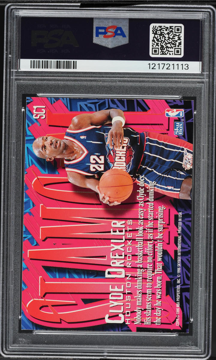 1996 Skybox Z-Force Slam Cam Clyde Drexler #SC1 PSA 9 MINT on