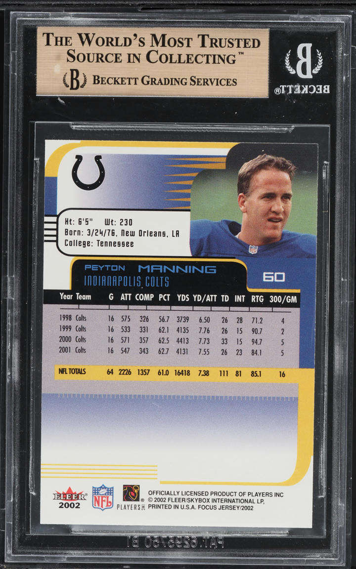 2002 Fleer Focus Jersey Edition Peyton Manning #60 BGS 9.5 GEM MINT
