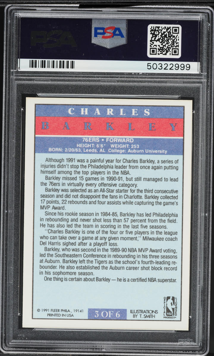 1991 Fleer Pro-Visions Charles Barkley #3 PSA 10 GEM MINT